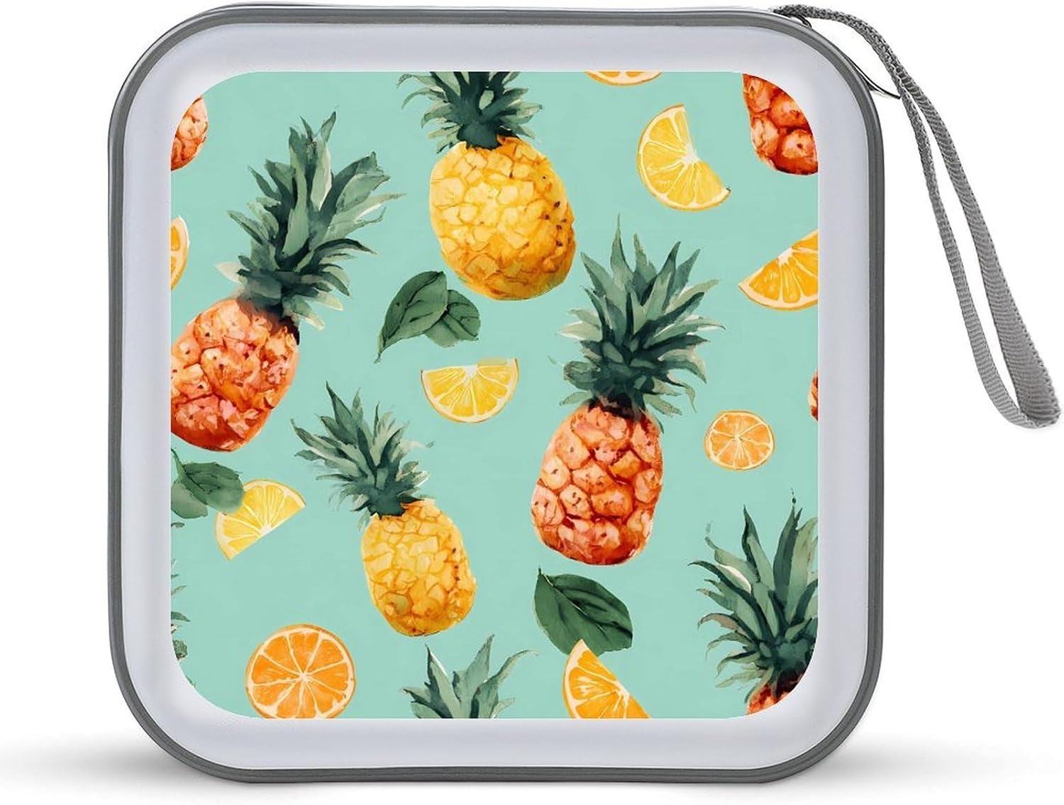Watercolor Pineapples Orange Fruit Portable CD Storage Case DVD Holder Box Organizer 40 Capacity for Home Car