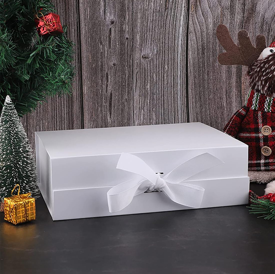 GJIE Lot de 6 boîtes cadeaux avec couvercle pour cadeaux, 23 x 17 x 7 cm, avec ruban et magnétique, grande fermeture pour Noël, Hanouka, fête des pères, mariages, anniversaires, cadeaux de mariés