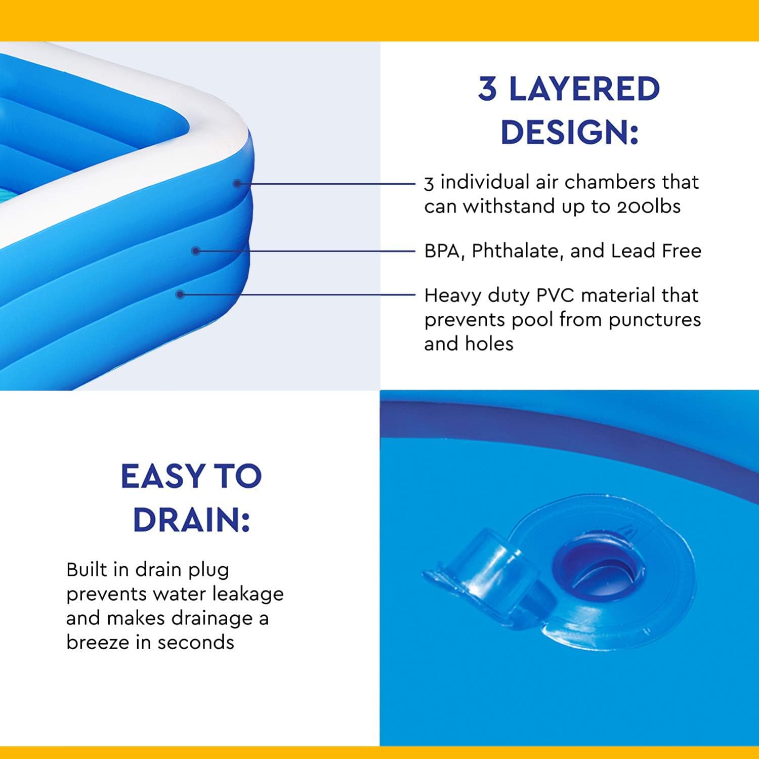 Onе-Dау Sаlе: Uр tо 40% оƒƒ Inflatable Family Swimming Pool for Kids, Toddlers, Infant, Adult, Full-Sized Inflatable Kiddie Pool, 118 x 72 x 22 Blow Up Rectangular Large Ground Pool for Outdoors, Backyard, Included Air Pump