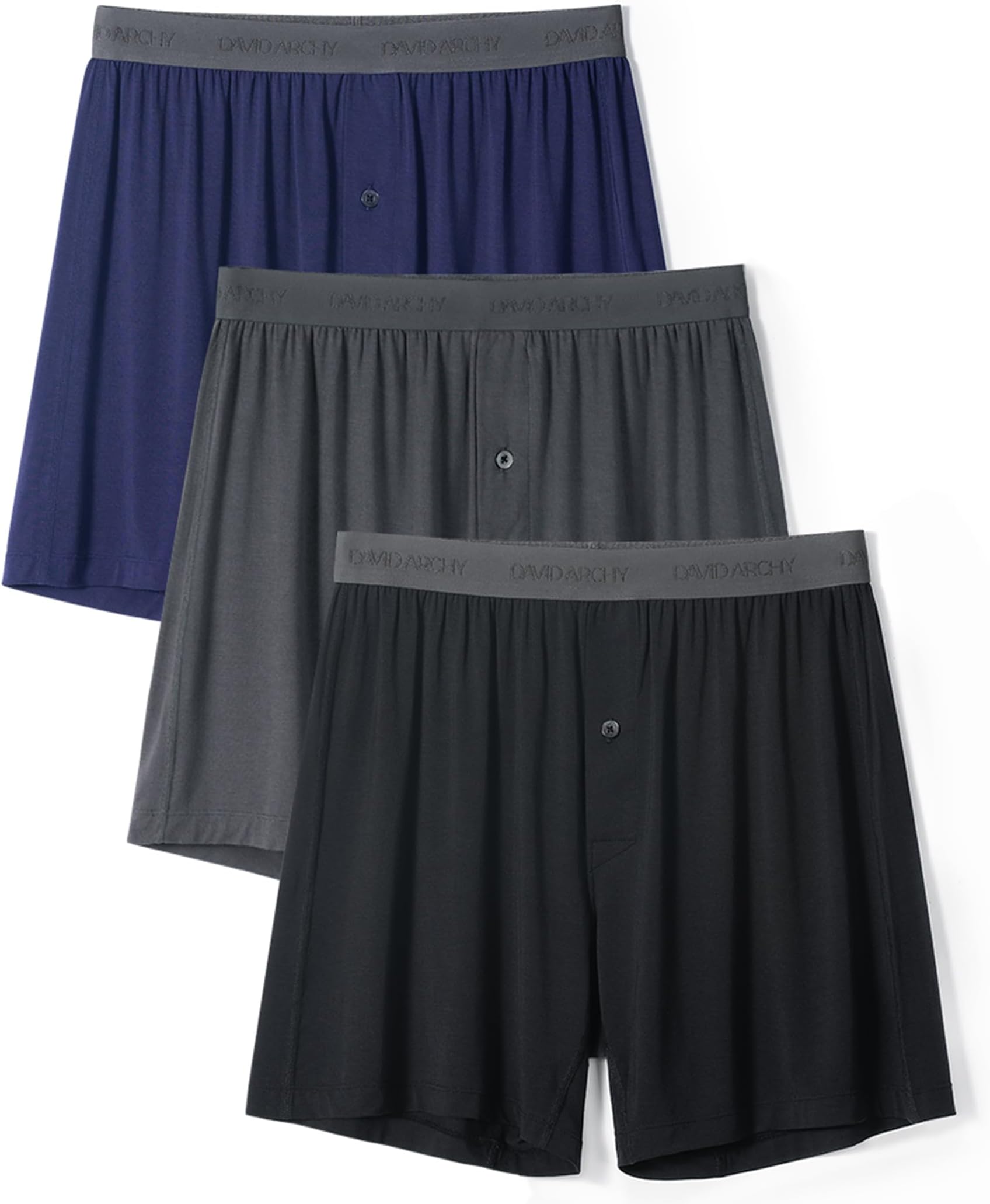 Men's Bamboo Rayon Boxers Breathable Cooling Mens Boxer Shorts with Button Fly Relaxed Fit Underwear 3/4/5 Pack