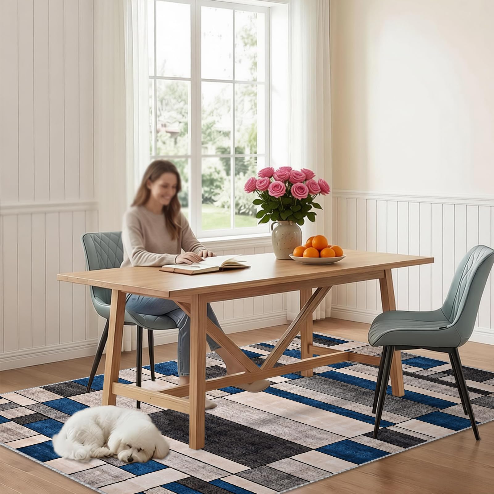 Dywan do salonu, z krótkim włosiem, 180 x 240 cm, do kuchni, korytarza, sypialni, salonu, sypialni, salonu, jadalni, kuchni, nadaje się do prania, antypoślizgowy, do sypialni