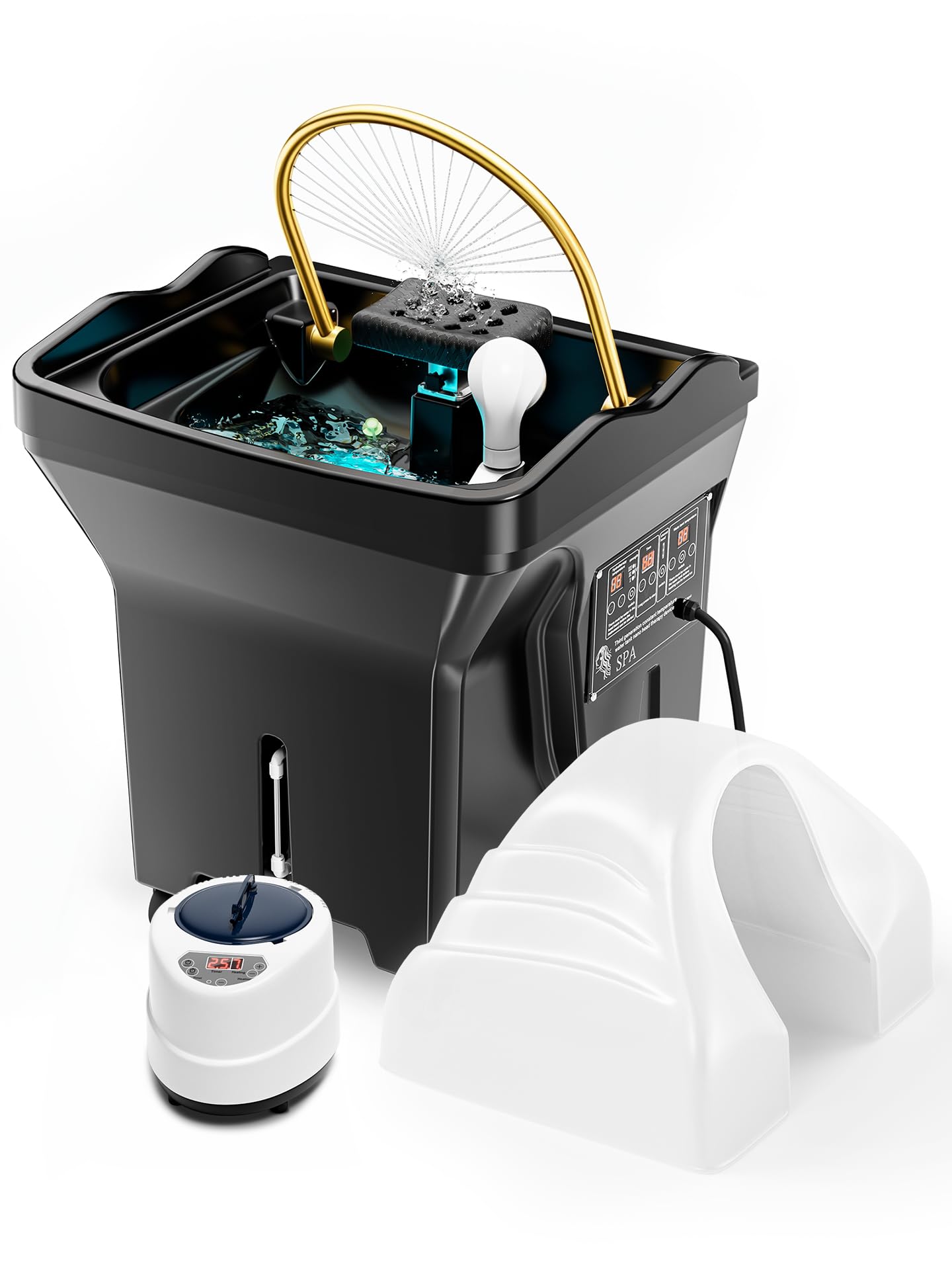 Head Spa Equipment with 60L Tank, Water Circulation + Steam/Light Therapy + Dual Independent Temperature Control System for Deep Scalp Cleansing & Stress Relief