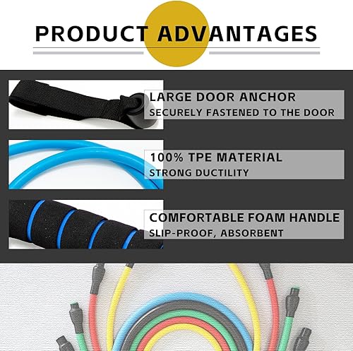 Miniatura 6 de Banda de ejercicio de resistencia con asas, bandas de ejercicio con asas, bandas de entrenamiento de resistencia para hombres o mujeres, bandas de