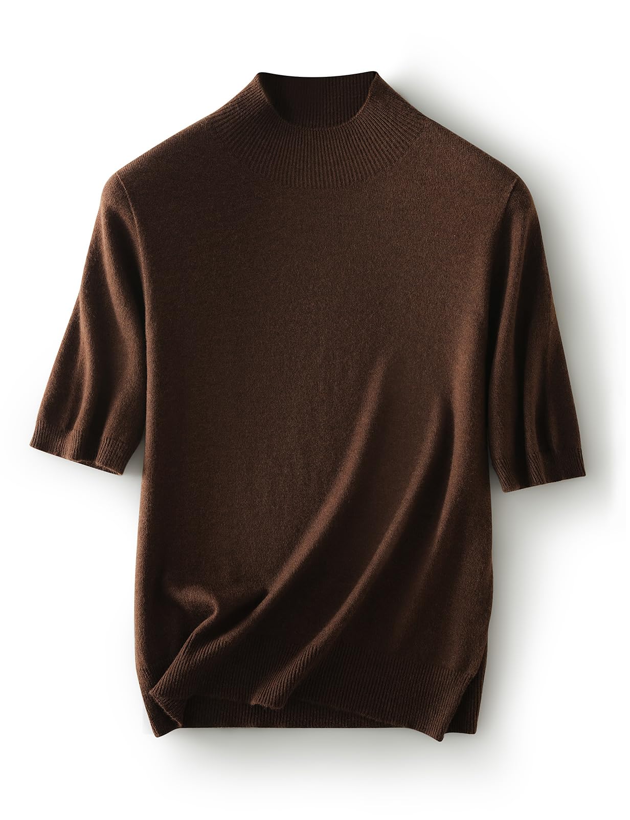 Womens Merino Wool Blend Sweater 2025 Fall Winter Mock Neck Short Sleeve First-Line Ready to Wear Seamless Sweater