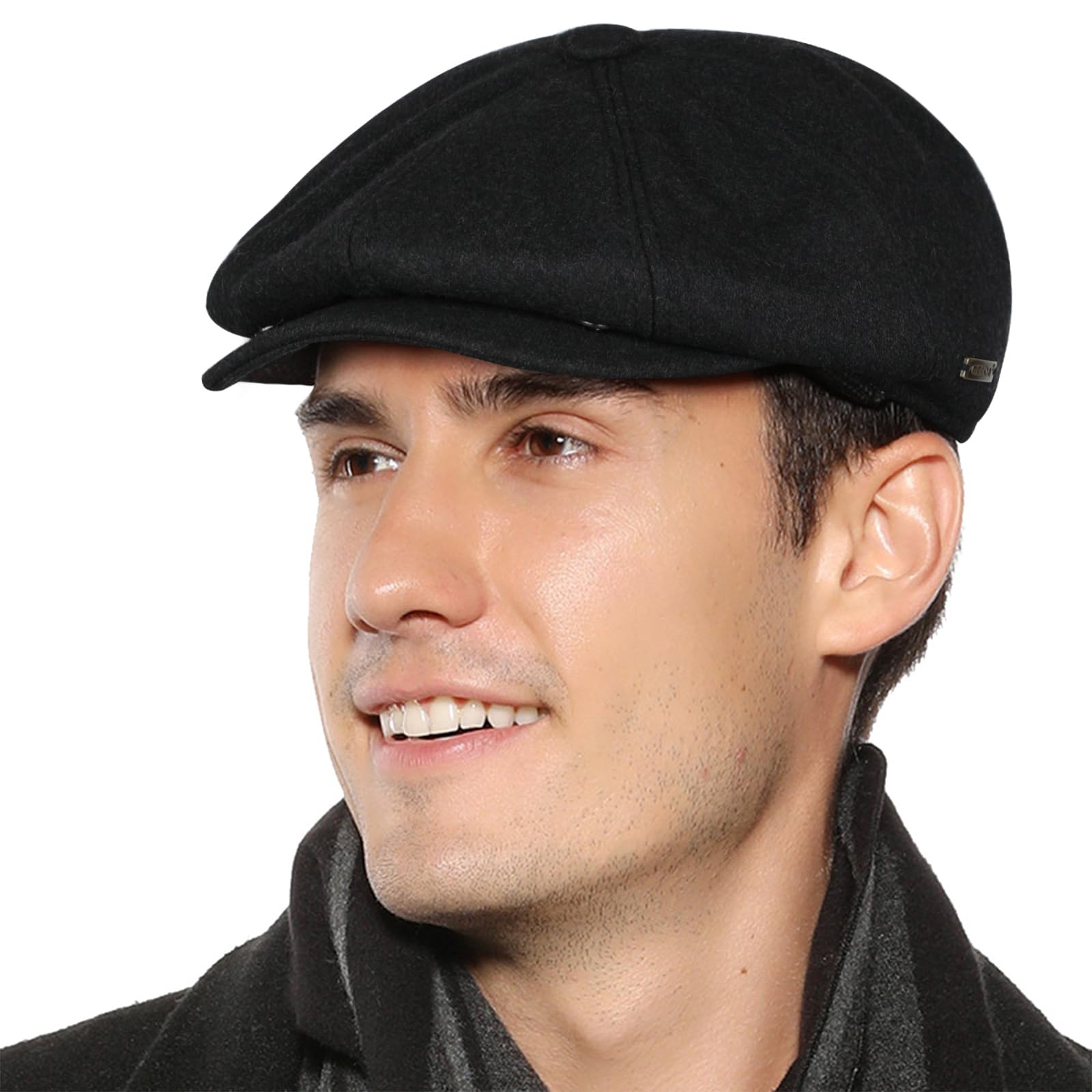 Superora Men's Grey Newsboy Cap 8 Panel Baker Herringbone Tweed Flat Cap Ivy Irish Cabbie Hat 1920S Gatsby Cap For Autumn Winter
