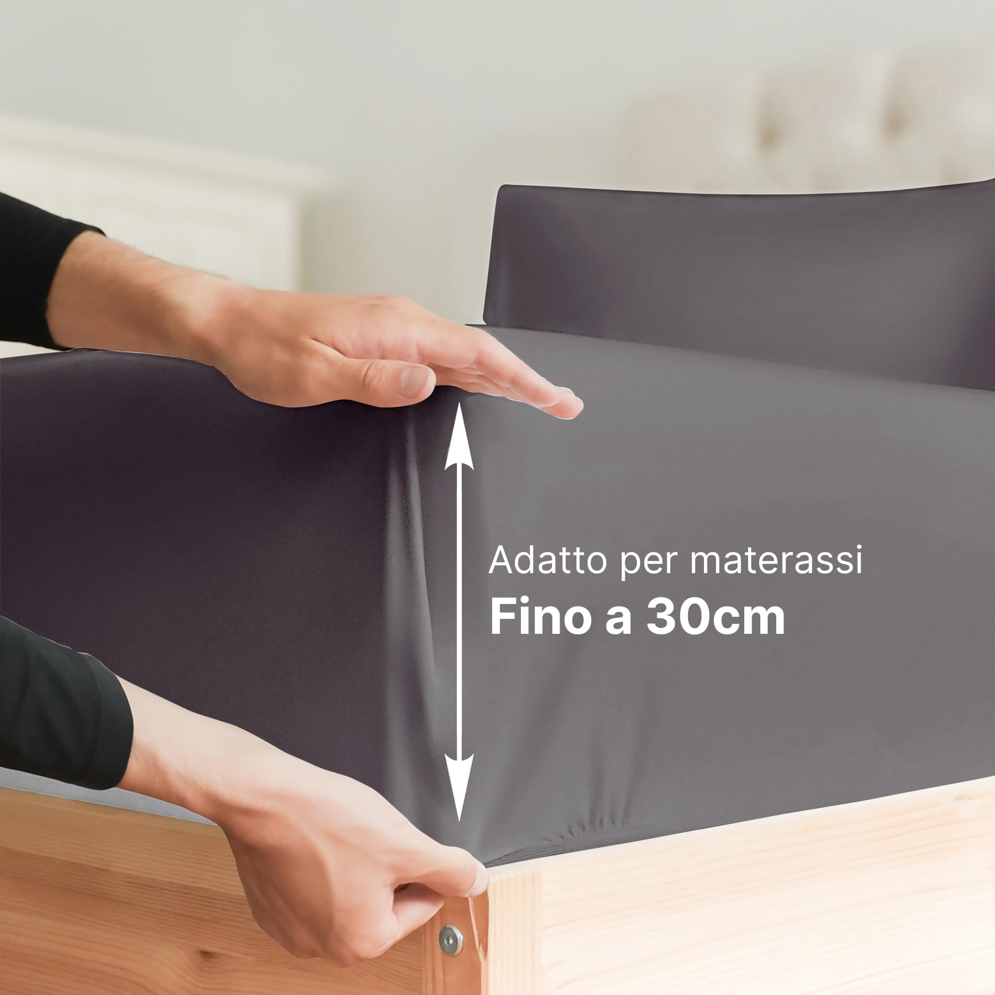 Lenzuolo con angoli 140x200 Grigio scuro, profondità 30 cm - Lussuoso lenzuolo con angoli - Per materassi fino a 30 cm (12") di altezza - Morbido, senza pieghe e traspirante - 140x200 - singola