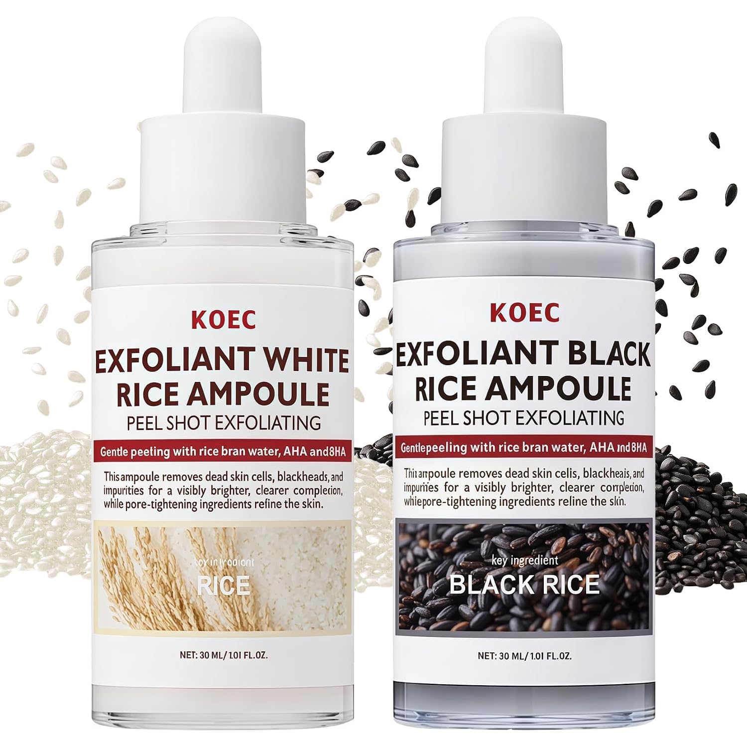 ANGEL SILK Peel Shot Glow Rice Ampoule Duo | White Rice + Bl...