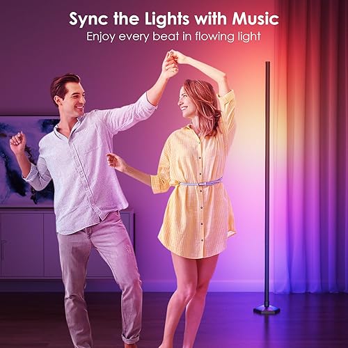 Miniatura 7 de CCACC Lámpara de pie de esquina, paquete de 2 lámparas LED inteligentes de esquina con control remoto, conexión Bluetoothbotón, lámpara de pie Plug