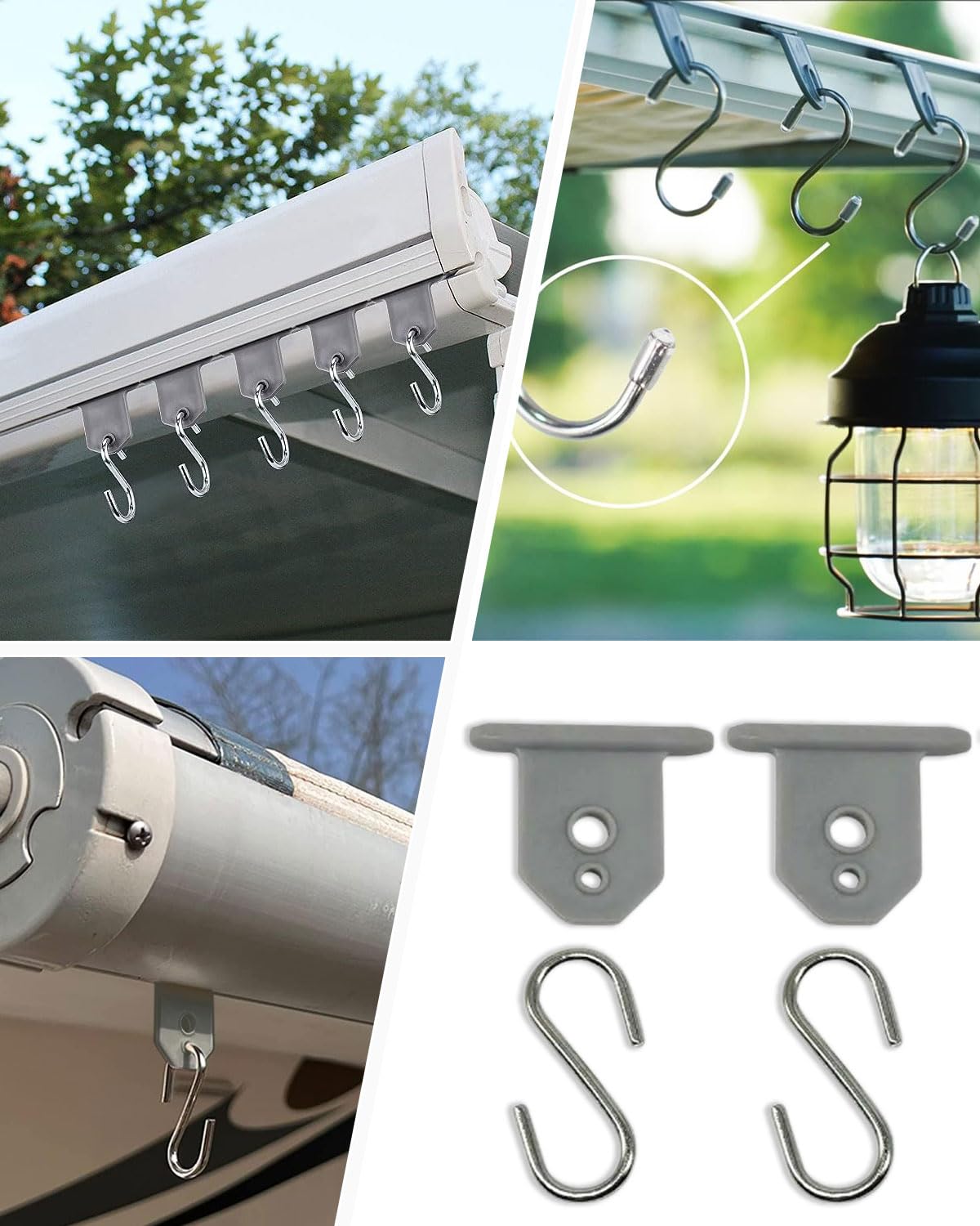 Set Di 16 Ganci Per Listelli In Acciaio Inox Con Moschettone, Per Camper, Roulotte, Tende E Decappottabili