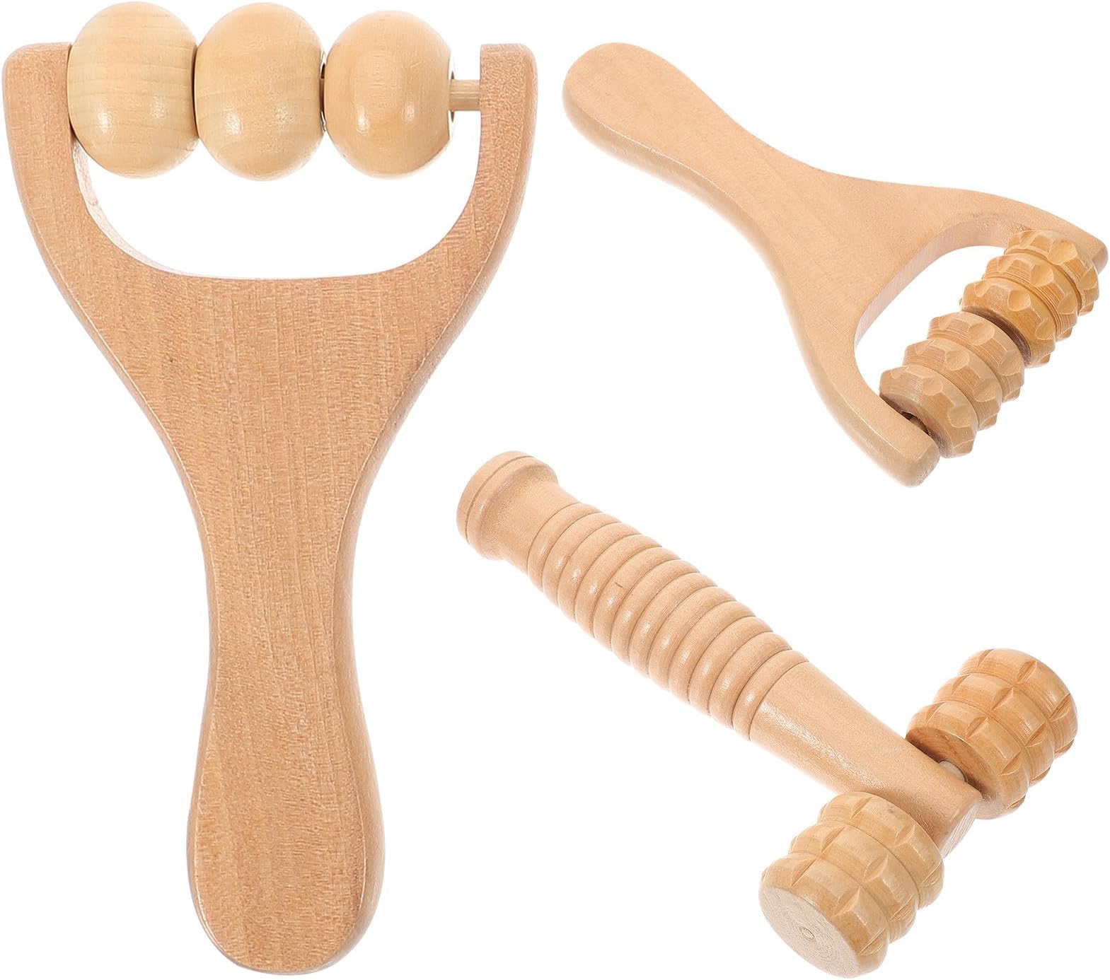 3pcs Massage Roller Body Roller Wood Massage Tools Portable Shoulder and Neck Relaxation Craftsmanship for Home and Travel