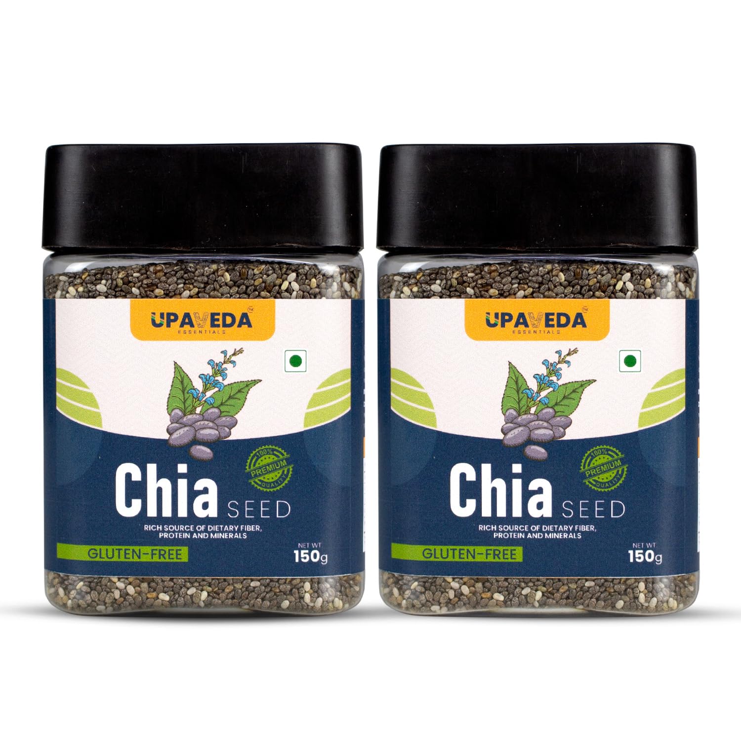Upaveda Raw Chia Seeds 300g (Pack of 2 x 150 g) | Rich in Omega-3, Protein & Fiber | Non-GMO, Gluten-Free Superfood for Weight Management, Heart Health & Digestion (B0BMFQFGFF) Amazon Price History, Amazon Price Tracker