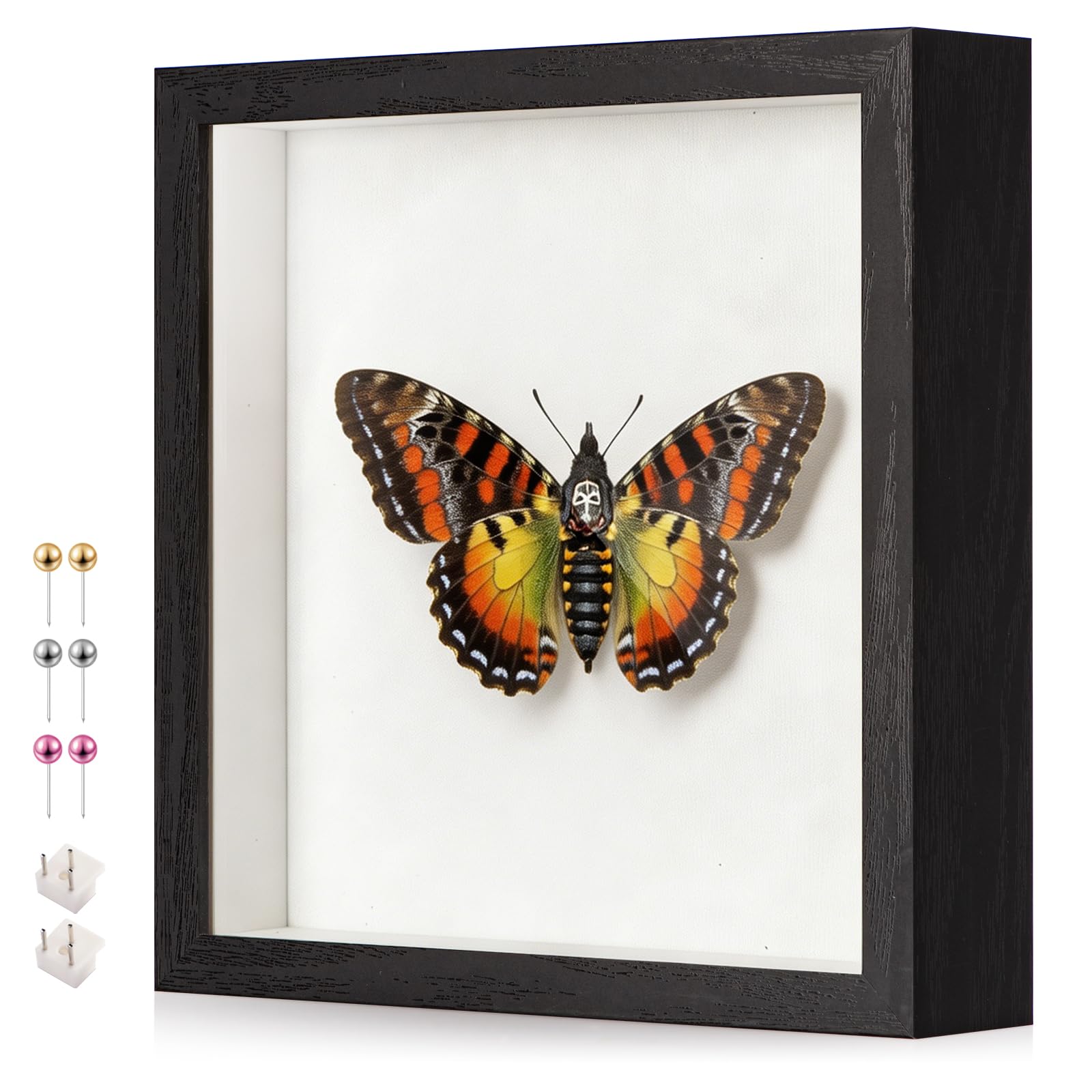 MGLIFEUL Black 8x8 in 3d Deep Photo Shadow Box Frame with Genuine Glass Panel，Box Frames for Crafts 3d Deep for Filling Objects Pet Photos Artworks Memories Flowers Insect Medal Display