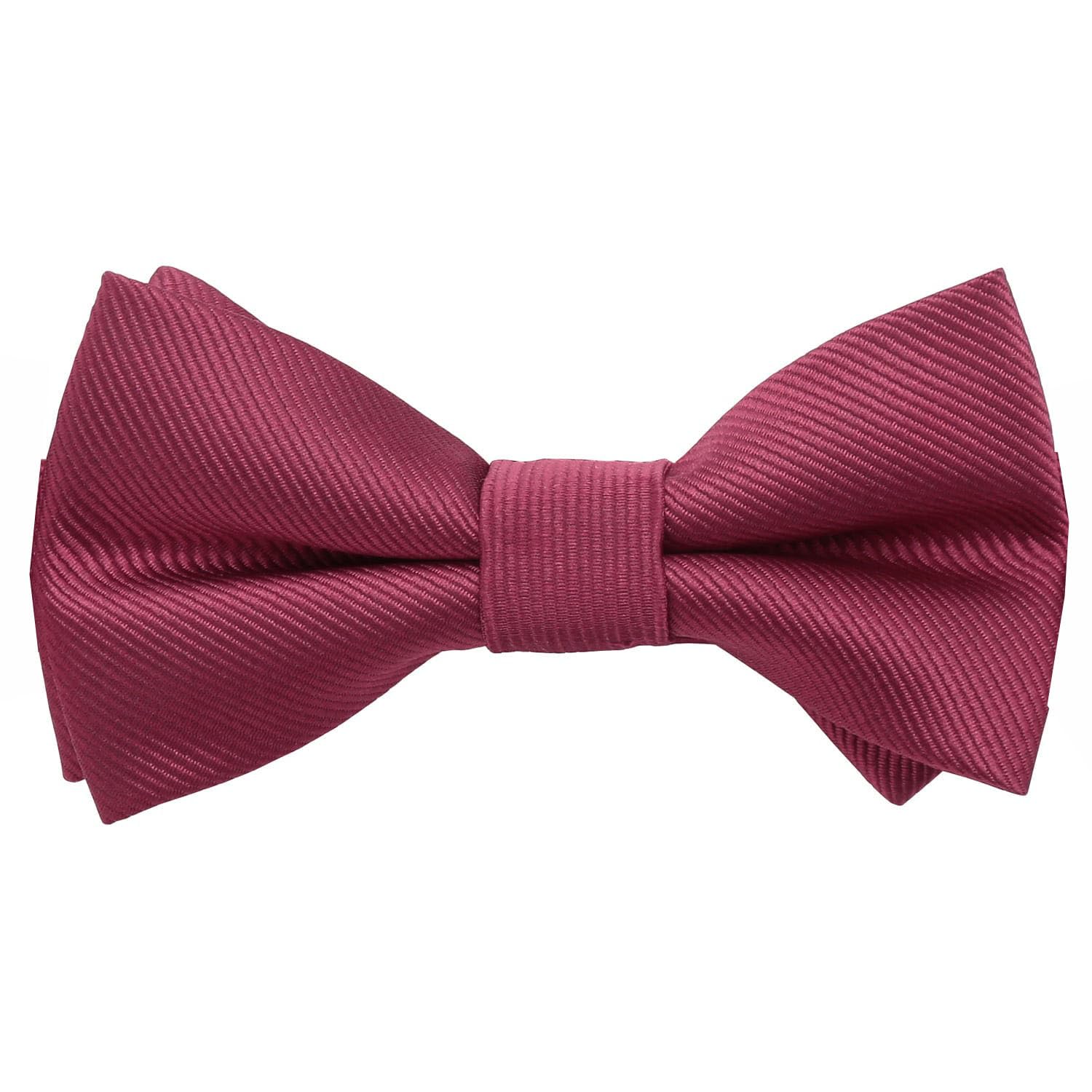 DQT Boys Plain Twill Pre-Tied Bow Tie – Wedding, Pageboy & Formal Adjustable Bowtie - Burgundy