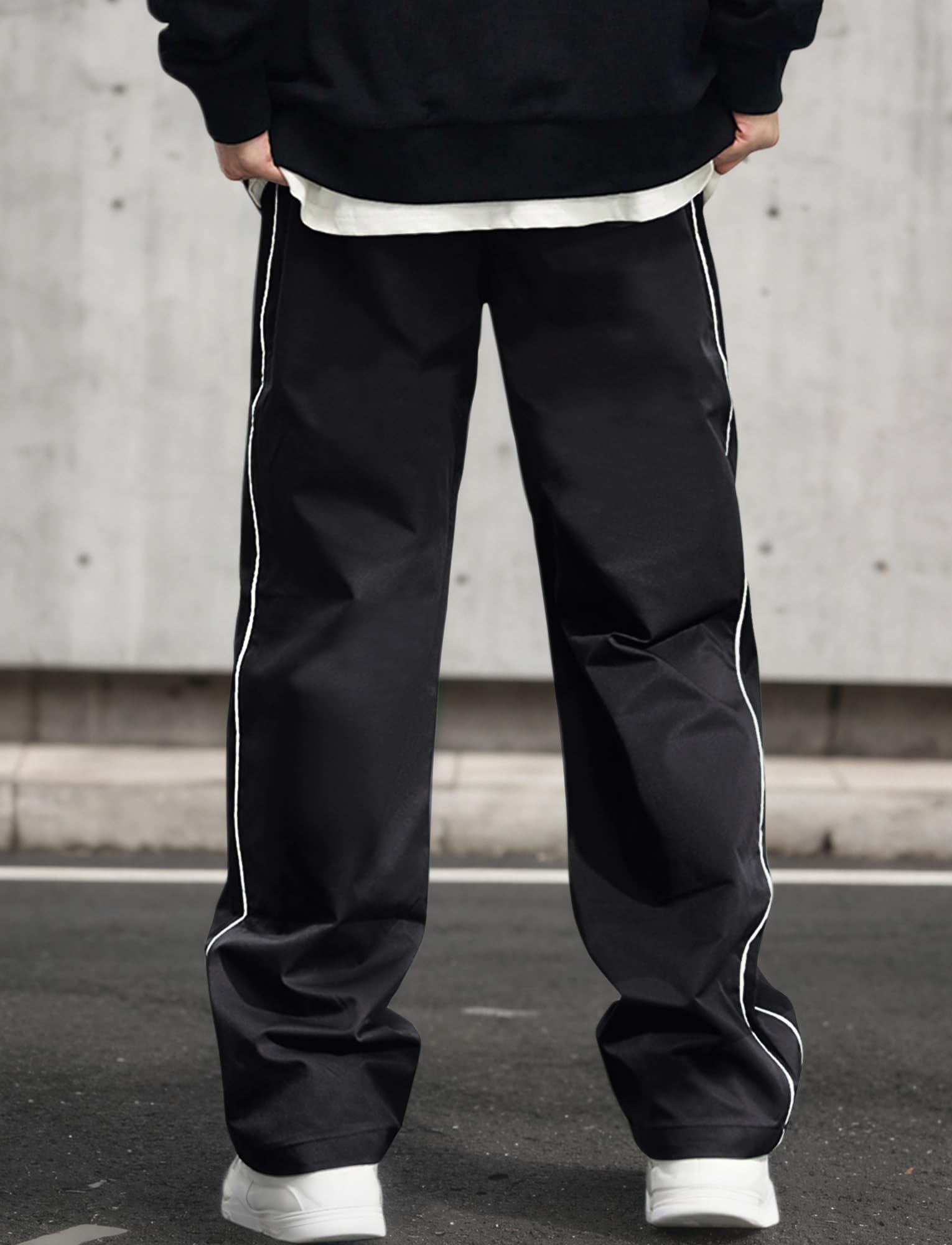 AIEOE Pantaloni da jogging da uomo, Y2K, larghi pantaloni sportivi con coulisse, per il tempo libero, con pistagna