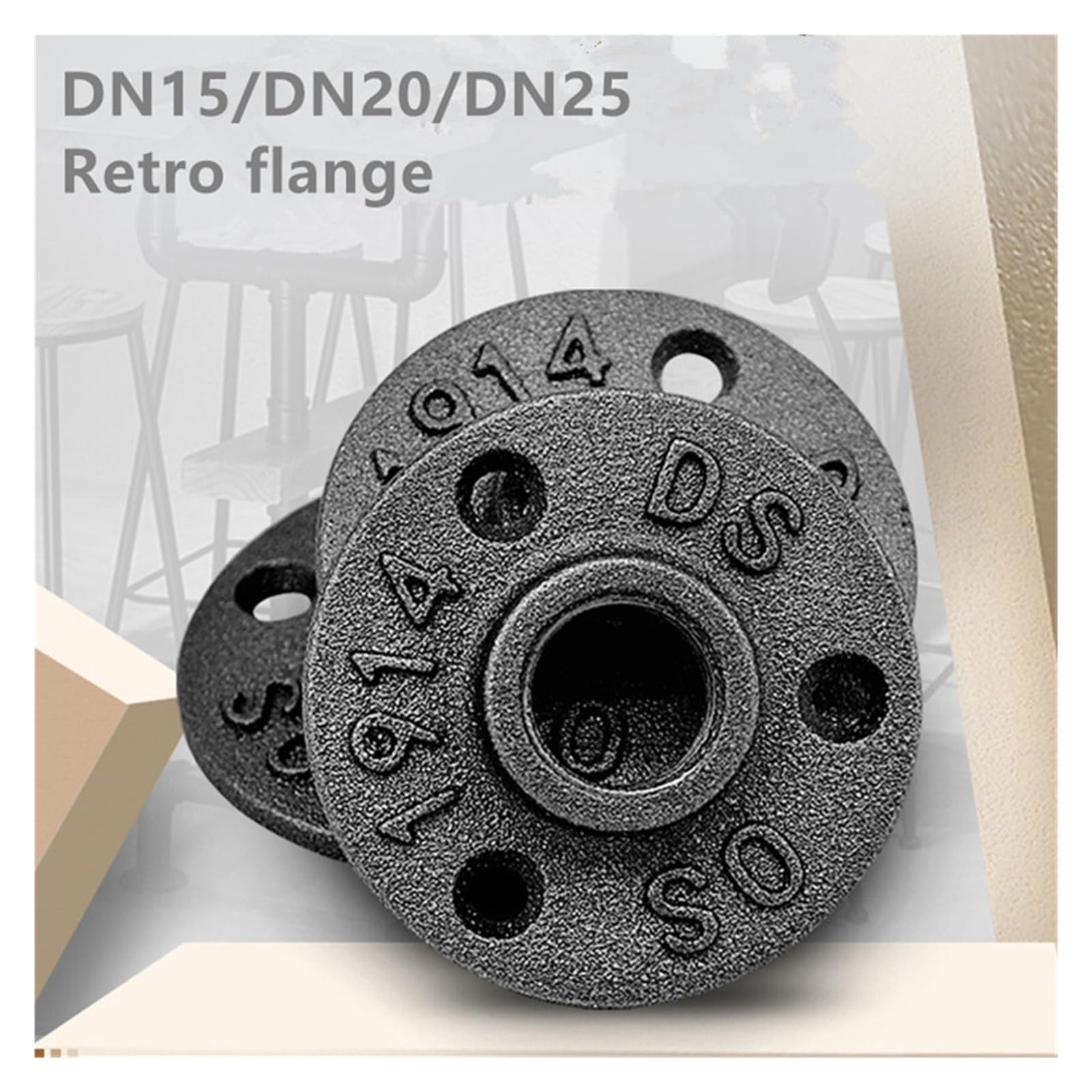 SBTRKT 10 Uds Accesorios de tubería de Hierro Montaje en Pared Piso Antiguo DN15 Pieza de Brida Herramienta de Hardware Bridas de Hierro Fundido Gietijzeren Buisleidingen (Size : DN25)