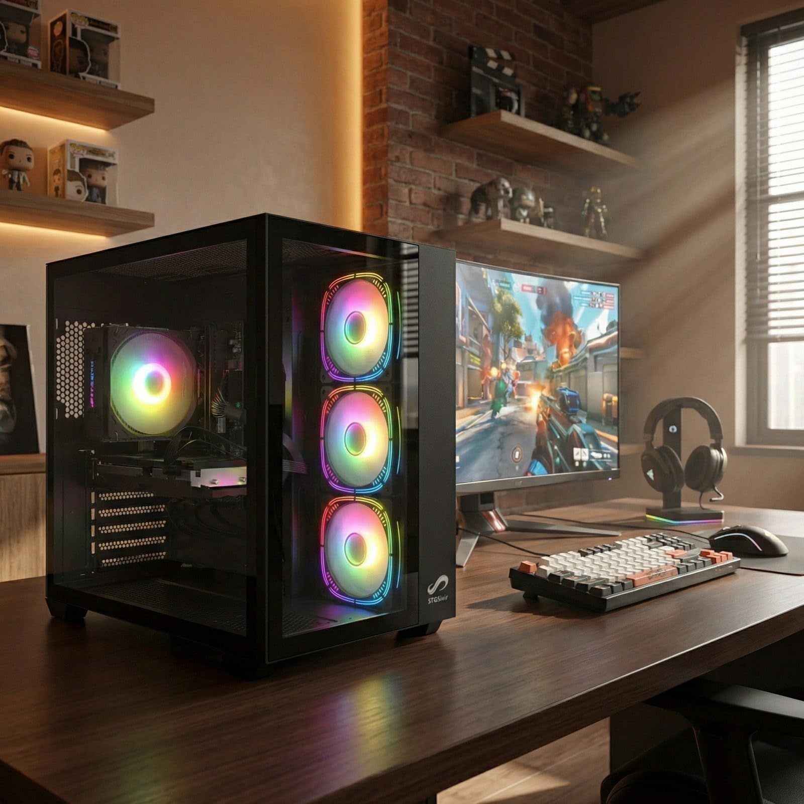 STGsivir PC Gaming, Ordenador de Sobremesa Gaming, GeForce RTX 2060 Super 8GB GDDR6,Core i7 hasta 3.9Ghz,16GB DDR,1TB SSD,WiFi 6,BT5.0,RGB Ventiladores x3,Windows 11 Pro