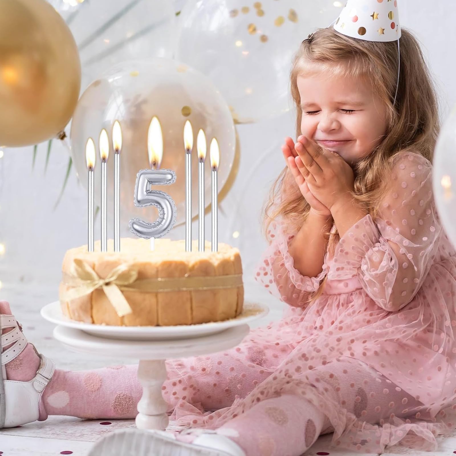 Candele argento glitter natalizie 4 pz 150x70 mm | vendita online su