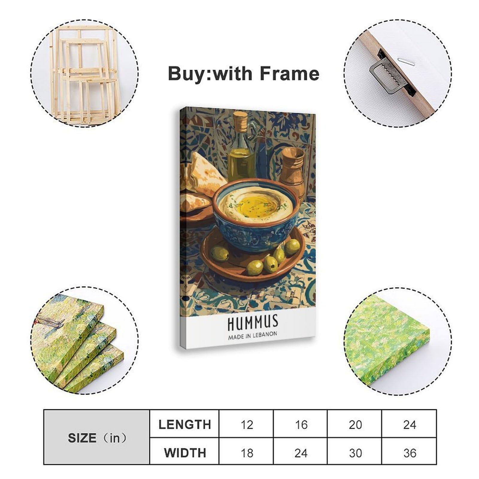 Hummus-Poster, Leinwand-Poster, Wandkunst, Dekordruck, Gemälde für Wohnzimmer, Schlafzimmer, Dekoration, 50,8 x 76,2 cm (L x B)