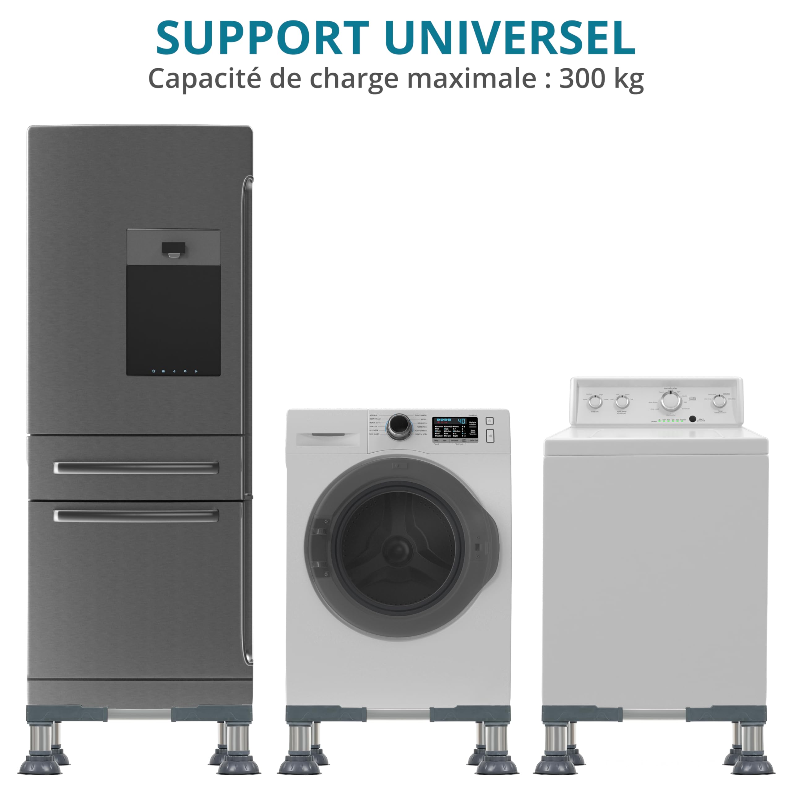 Winter Shore Support Lave Linge & Appareils Electroménagers, Blanc | Rehausseur Cuisiniere, Sèche-linge Universel, Socle Machine à Laver Surelevee Robuste, Pieds en Acier Solides & Antidérapants