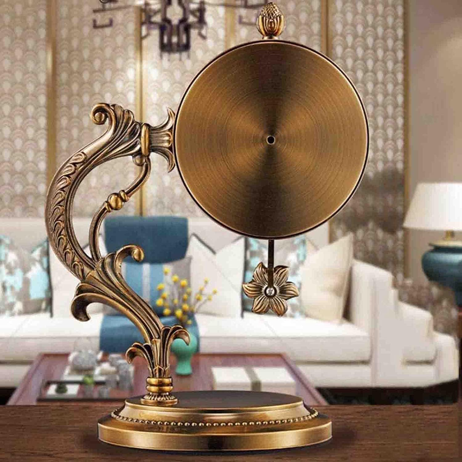 Shelf Clock Copper-Plated Pendulum Clock, Mantel Clock Silent Decorative, Fireplace Mantle Clock, Battery Operated Desk Clock for Living Room Decor Office Shelf Decoration (Color : Gold)