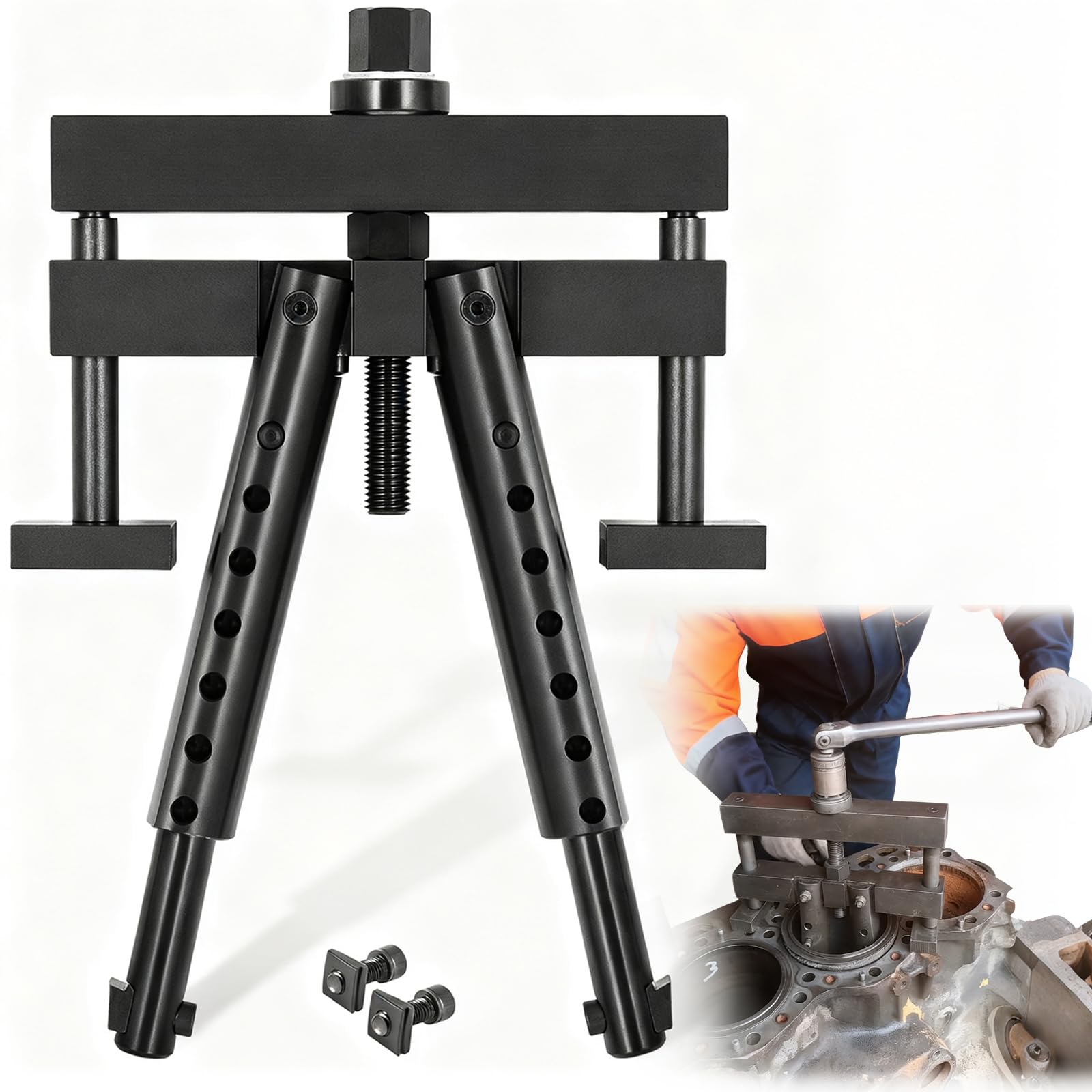 Sunluway PT-6400-C Universal Cylinder Liner Puller Assembly Heavy Duty for Mack Cummins Caterpillar CAT on Wet Liners 3-7/8" to 6-1/4" bore Replace PT-6400-C, 3376015, M50010-B