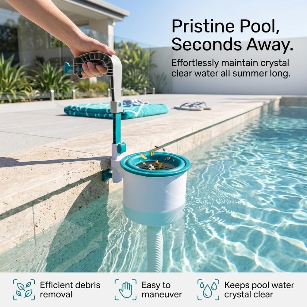 Skimmer per la pulizia fuori terra della piscina, automatico per trappola per foglie con gancio regolabile, per impieghi gravosi per sistemi di pompa filtrante per collettori di detriti in