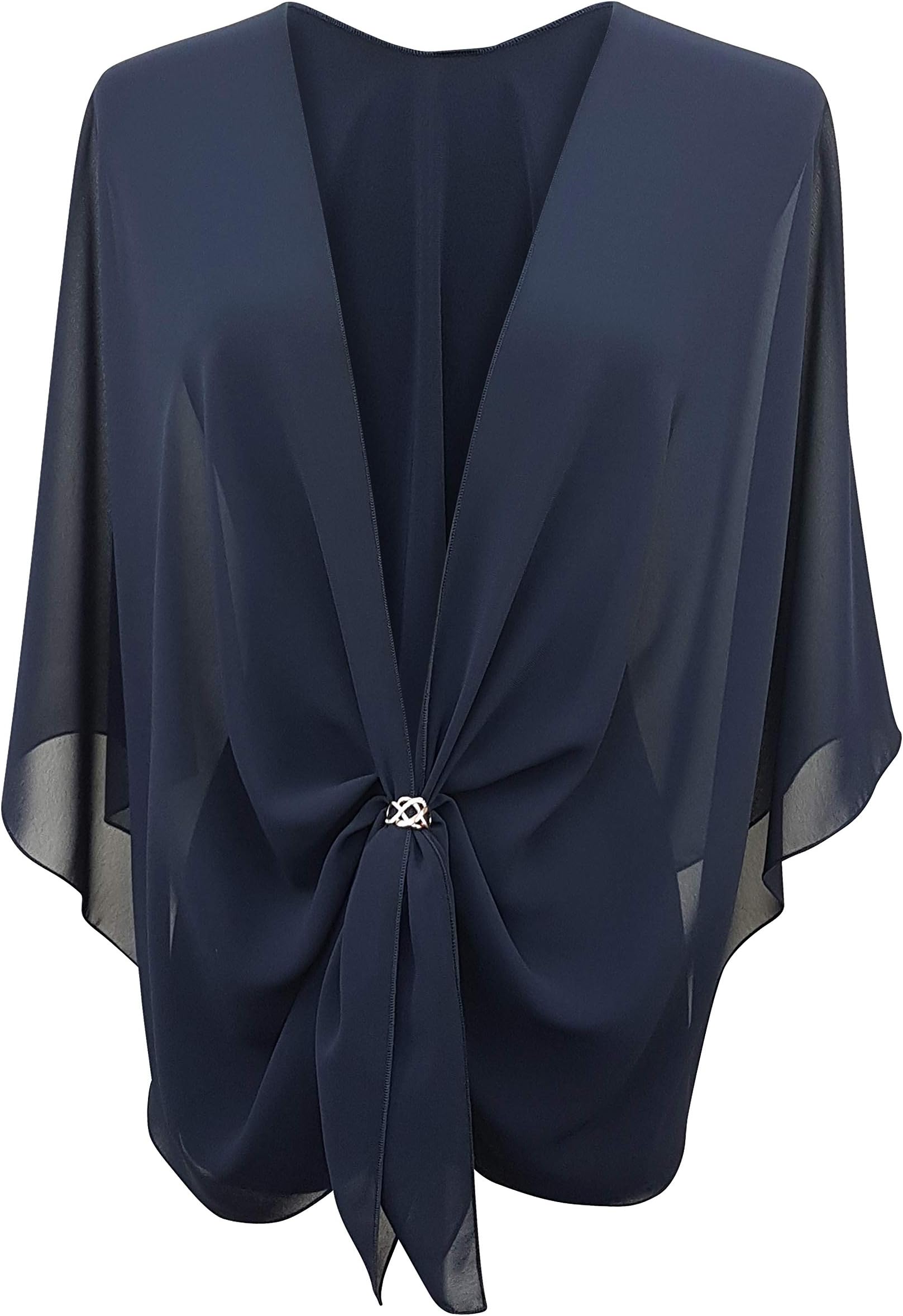 eXcapedWomens Evening Dress Shawl Wrap and Scarf Ring Set - Sheer Chiffon Cape