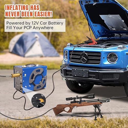 Miniatura 4 de TOAUTO - Compresor de aire PCP A3, diseño único vertical+carrete de alambre, parada automática, sin aceite/agua, 4500Psi/30Mpa, conector rápido de