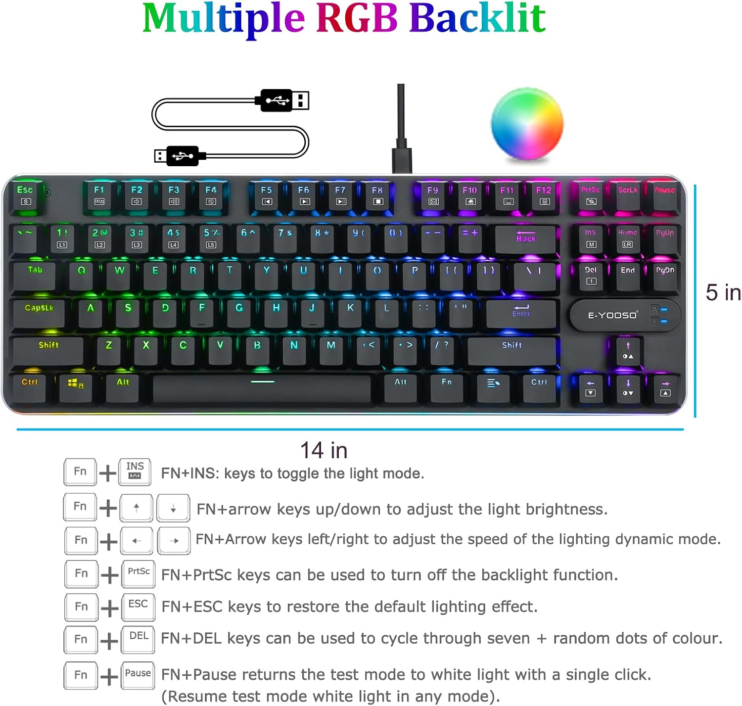 Mechanical Gaming Keyboard Compact 87 Key Tenkeyless RGB Backlit Computer Keyboard with TKL Tenkeyless Hot-Swappable Ultra-Slim USB-C Anti Ghosting for PC, MAC Z-66 (Black-Red Switch)