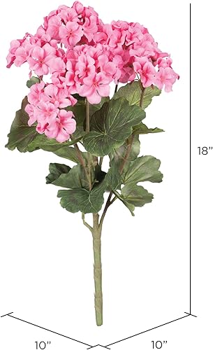 Miniatura 7 de Vickerman Arbusto de geranio artificial rosa claro para todos los días, 18 pulgadas de largo, decoración floral sintética de primera calidad para el