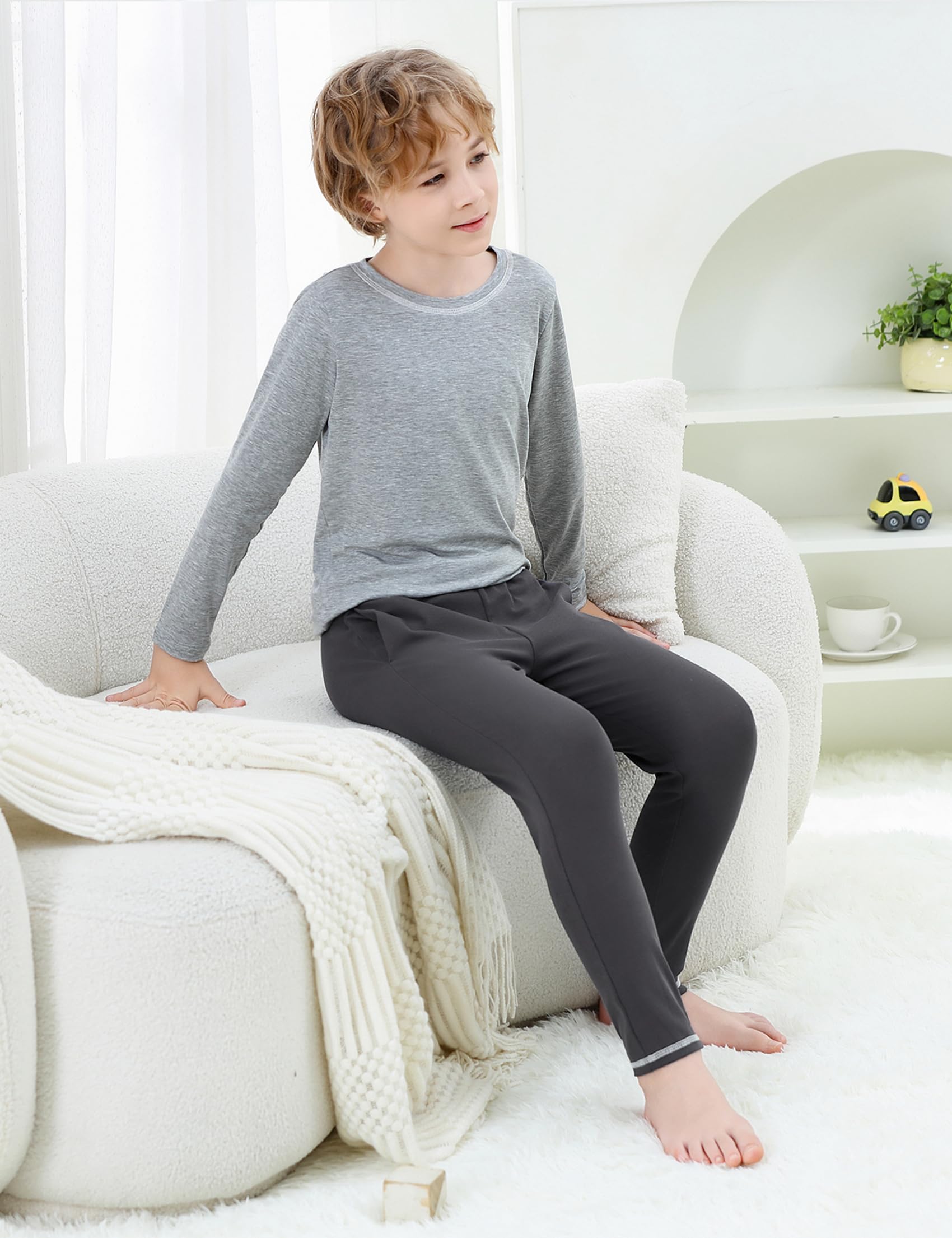 Terecey Pantalon Thermique Enfant en Coton sous-vêtement Thermique pour Garçon et Fille Pantalons de Ski Caleçon Long Legging Thermique