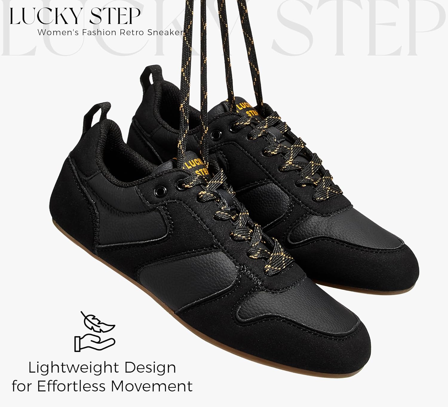 LUCKY STEP Women's Retro Fashion Sneakers Thin Sole Tennis Casual Anti-Slip Cow Suede Running Trainer Gym Trendy Classic Comfortable Lightweight Walking Shoes - Image 5