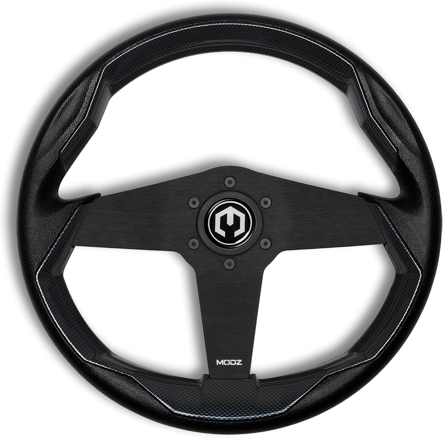 MODZ Zilker Golf Cart Steering Wheel with Adapter - Fits All EZGO Models - Carbon Fiber and Black