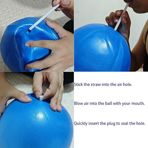 Miniatura 5 de Mini pelota de ejercicio de 9 pulgadas, superficie antideslizante portátil, pelota de yoga y pilates para entrenamiento de núcleo, fitness, uso en