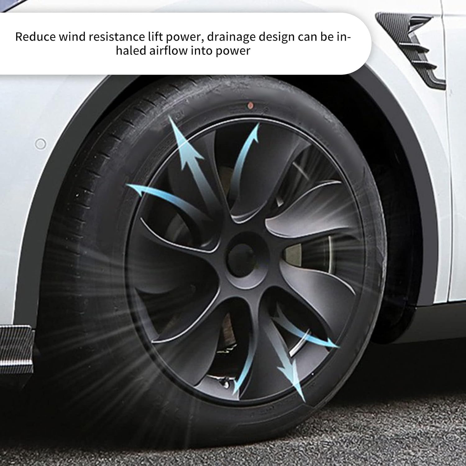 Vikye 4pcs Hubcaps Universal Wheel Rim Cover Car Wheel Cover Accessories for Tesla Model Y 2020 to 2023(Glossy Black)