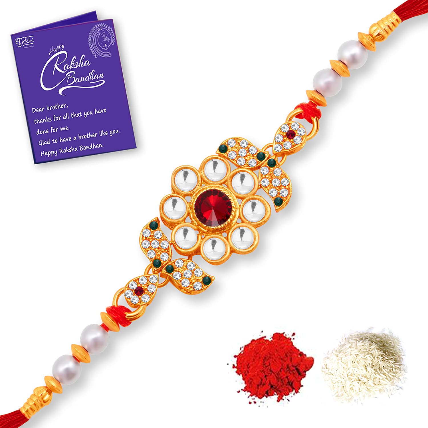 See full amazon price history chart for Sukkhi Rakhi Sustainable Kundan Designer Gold Plated Premium Rakhi for Brother With Roli Chawal & Greeting Card | Rakhi for Bhaiya | Rakhi for MEN | Kundan Rakhi | (RAK100008) Sukkhi Rakhi Sustainable Kundan Designer Gold Plated Premium Rakhi for Brother With Roli Chawal & Greeting Card | Rakhi for Bhaiya | Rakhi for MEN | Kundan Rakhi | (RAK100008) (B09414PRL3) Amazon Price History, Amazon Price Tracker