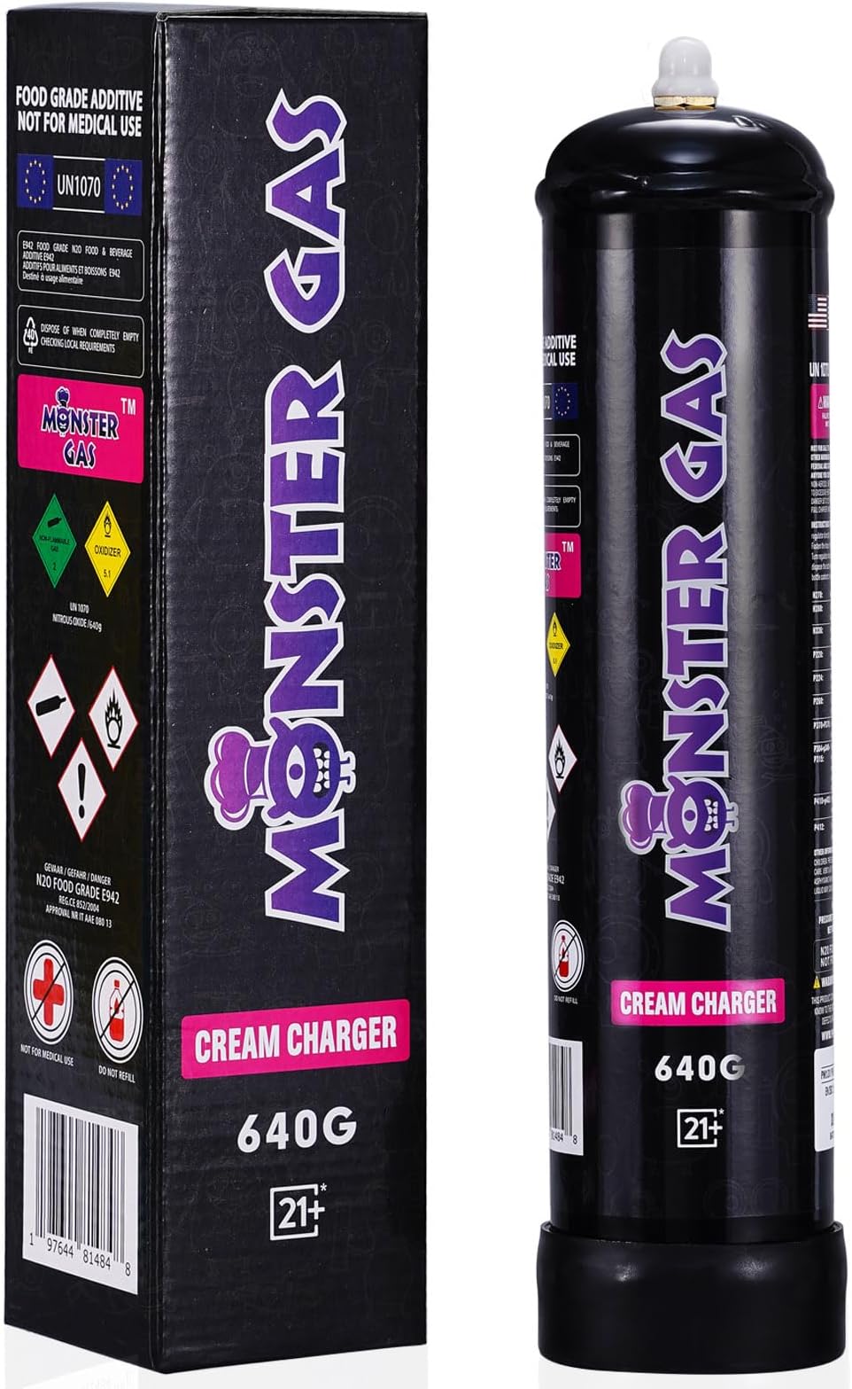 Whipped Cream Charger Nitrous Oxide Tank 1.1L N2O Whip Cream Charger 640g, Pack of 1