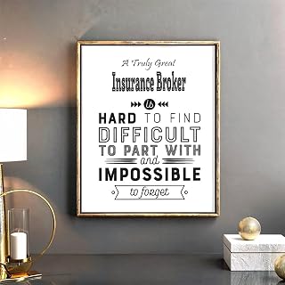Personalized Name Insurance Broker Quote Poster Home Office Decor, A Truly Great Insurance Broker is Hard to Find Canvas Ready to Hang Retirement Gift qfV7PN