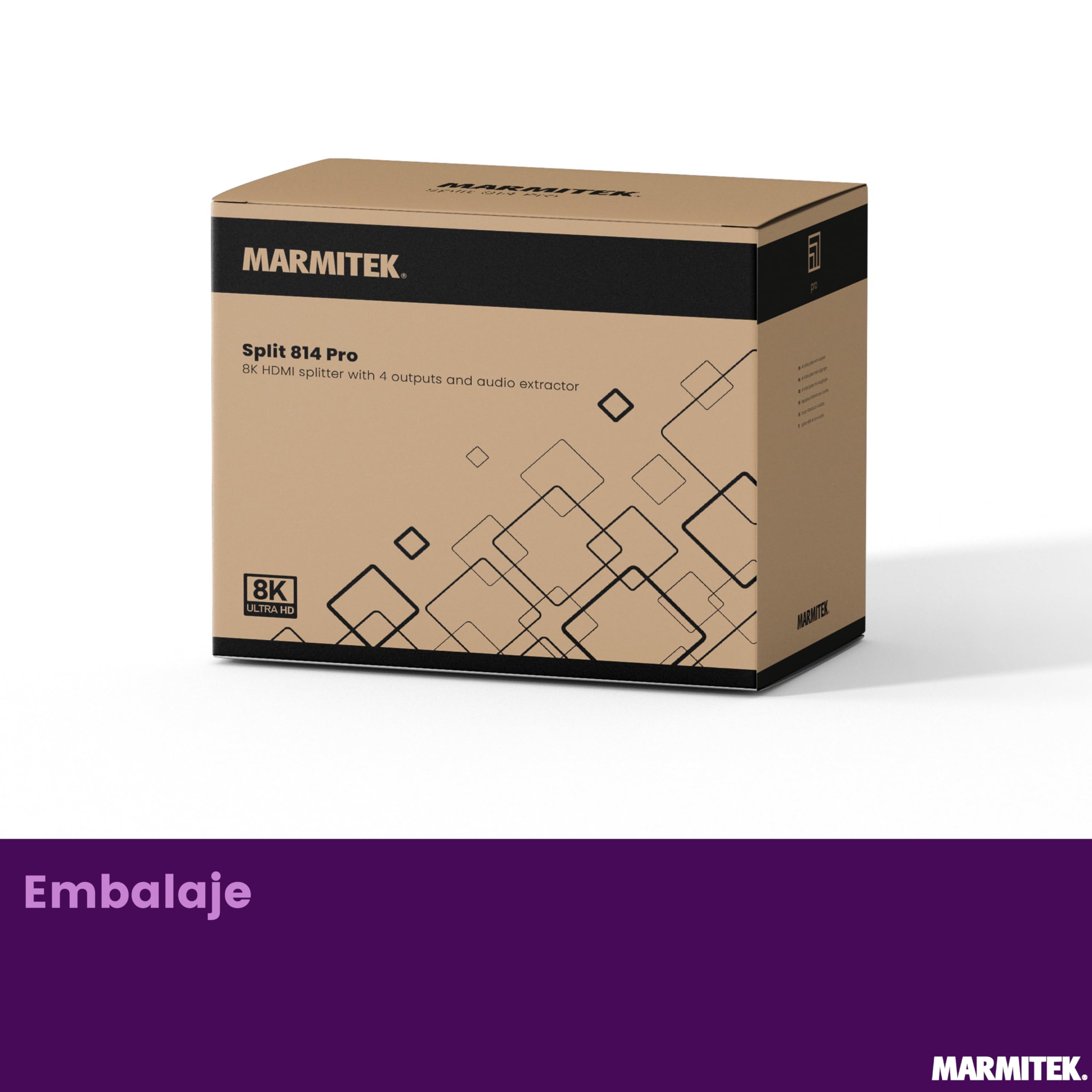 Marmitek Split 814 Pro - Splitter HDMI 8K60 4K120 1 Entrada 4 Salidas HDR | Distribuidor HDMI 2.1 con extractor audio, EDID, downscaler, HDR10+, Dolby Vision, 48 Gbps, HDCP 2.3, DTS-HD y metal
