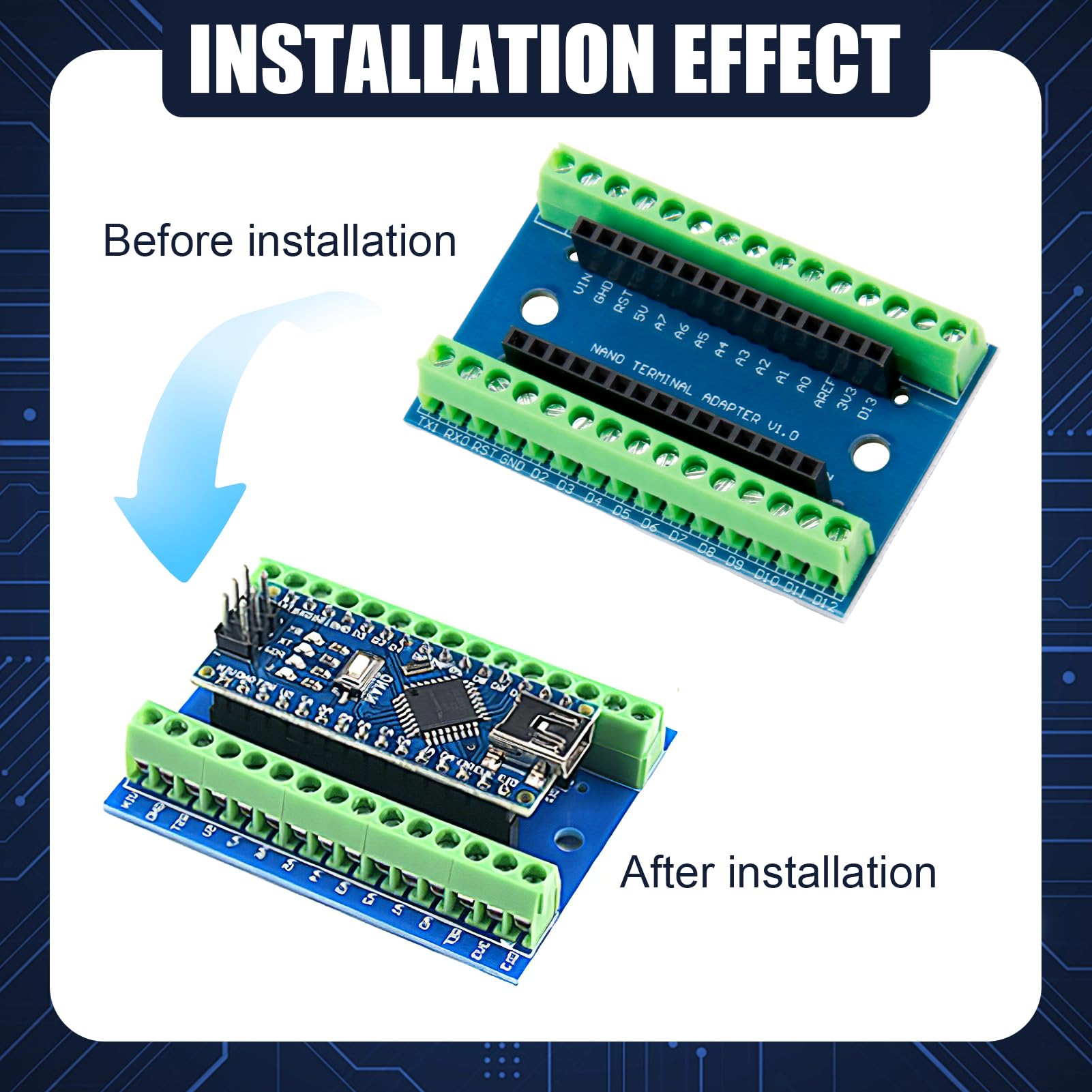 Scheda di espansione Nano IO Shield V1.O, semplice scheda di espansione con morsetti a vite, compatibile con Nano versione 3.0 e versioni precedenti, ideale per progetti Arduino Nano