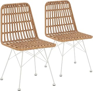 Pack 2 sillas de Comedor o Exterior Aitana Blanco, ratán sintético, 47,5 cm (Ancho) 61 cm (Profundo) 85 cm (Alto)