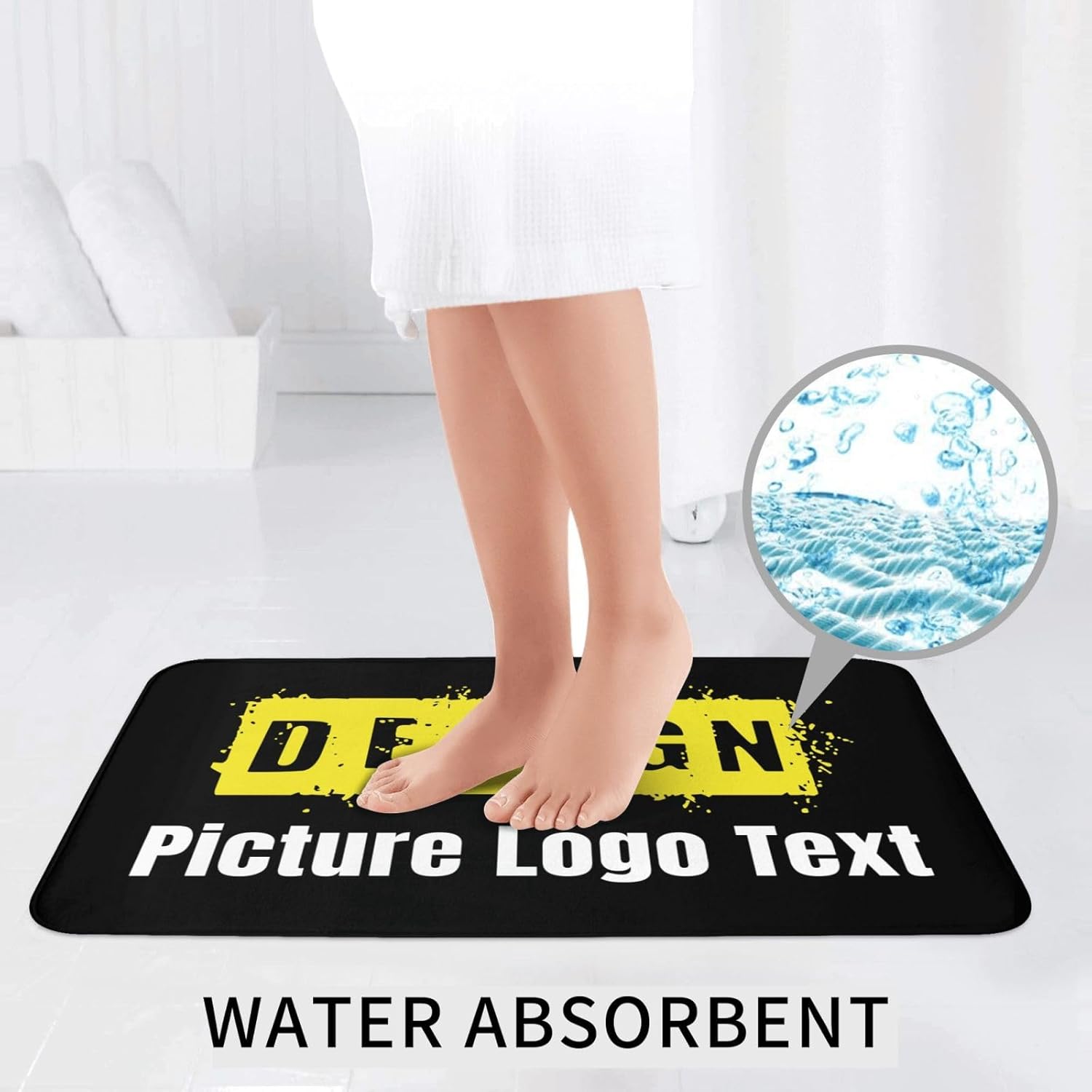 Custom 3 Piece Bathroom Rugs Design Image Logo Text Personalized Bath Mats Customized Non-Slip Bath Rug/U-Shaped Contour Rug/Toilet Lid Cover (24x16in) - Image 6