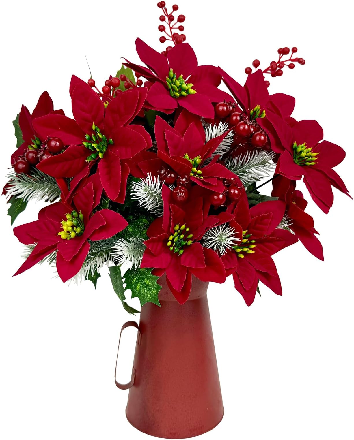 Thiccywoov Artificial Christmas Poinsettia Bouquet 19 Pcs