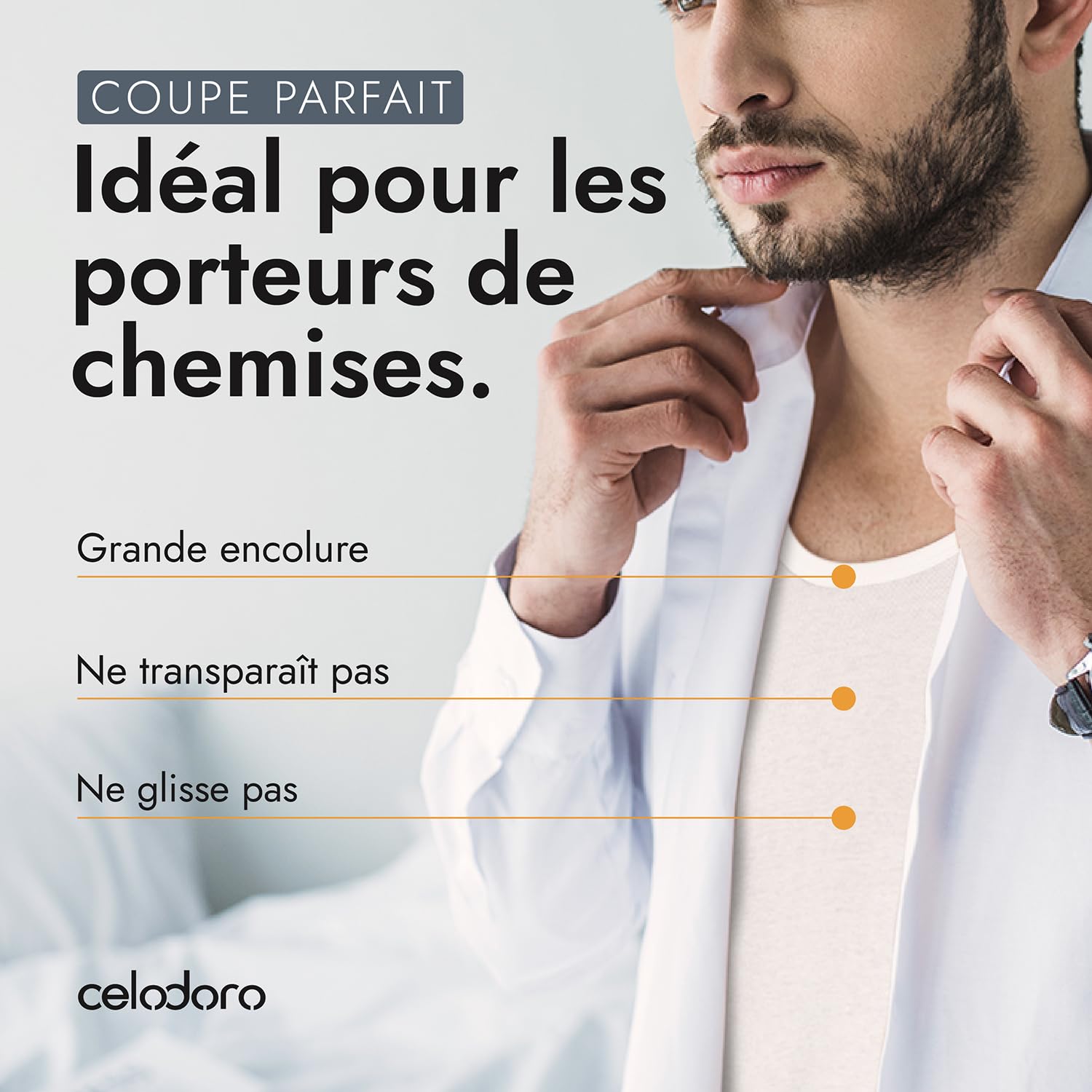 Original Celo Doro Exclusive Lot de 5 débardeurs blancs – maillot de corps pour côtes fines (lisse) – veste de sport – 100% coton – meilleurs standards qualité – pré-rétréci