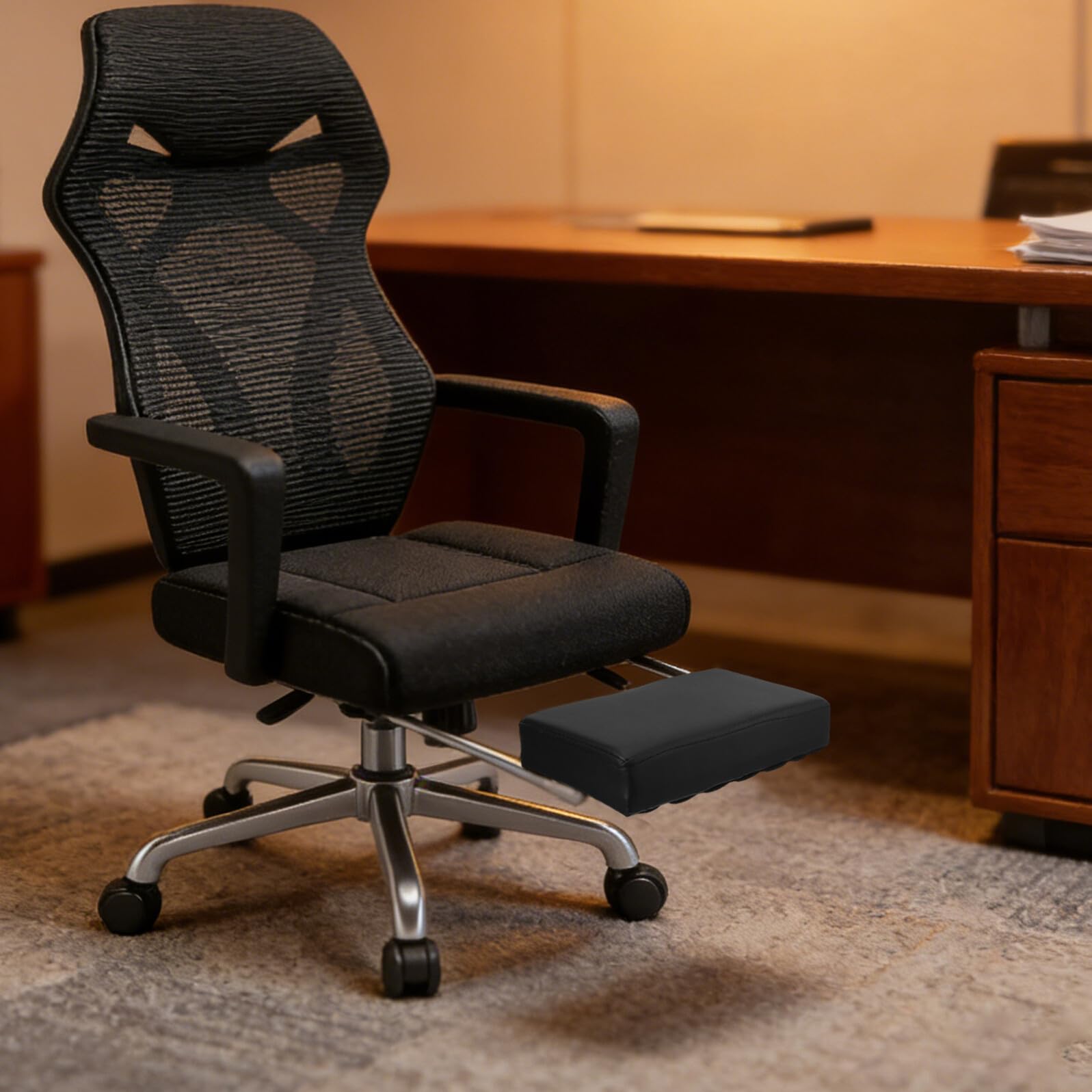 Poggiapiedi per Sedia da Ufficio Staccabile 33x19x6 Cm Cuscino Antiscivolo e Supporto Ergonomico per Gambe Affaticate per Ufficio e Smart Working