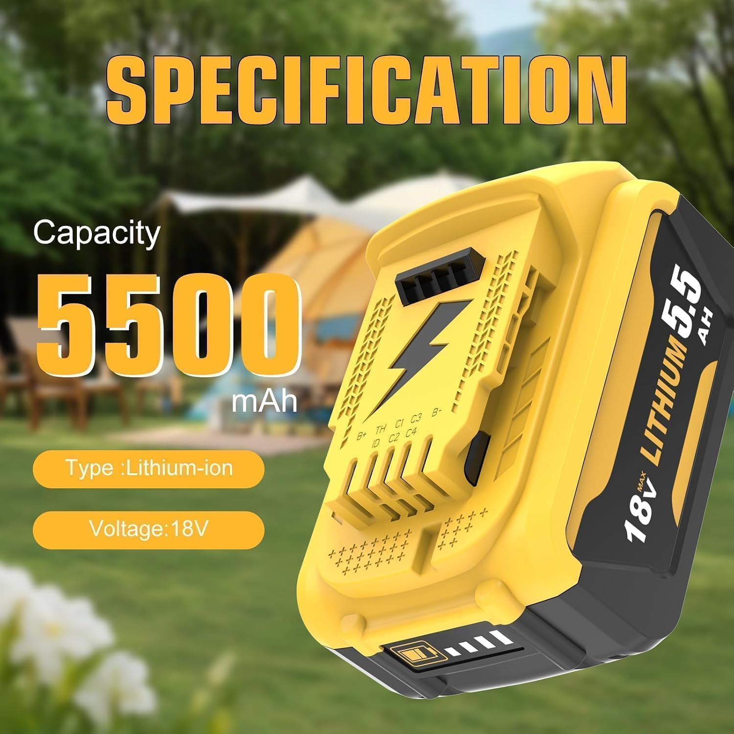 2X 18V Repuesto para Dewalt Batería +3A Cargador Compatible con Dewalt Batería DCB200 DCB180 DCB181 DCB182 DCB184 DCB185 DCB201 DCB204 (Naranja)