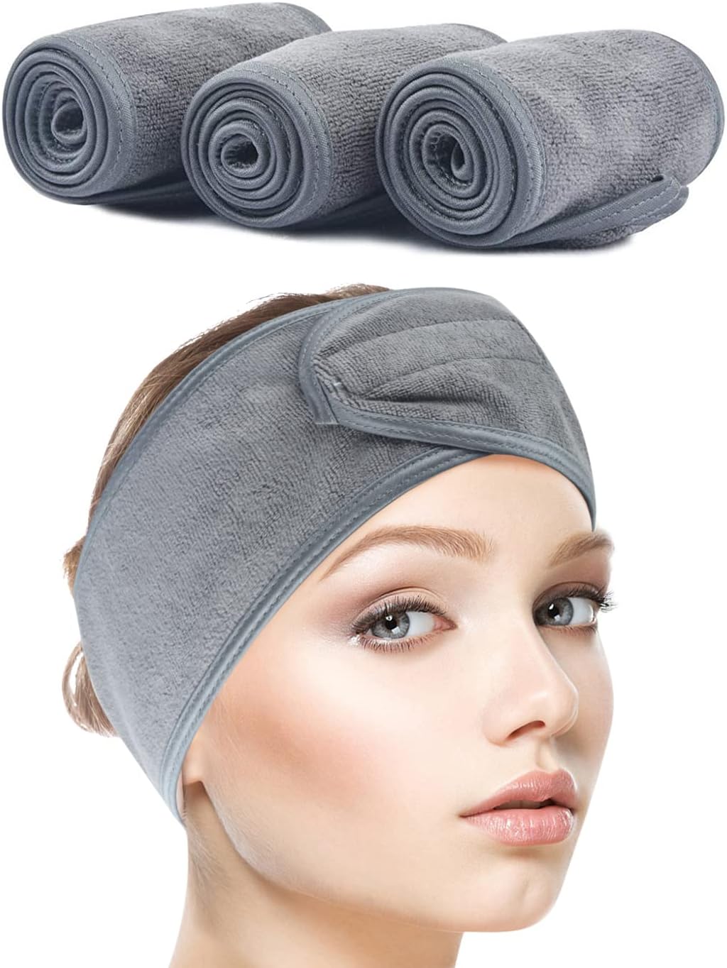 4 Counts Spa Facial Headband Whaline Head Wrap Terry Cloth Headband Stretch Towel
