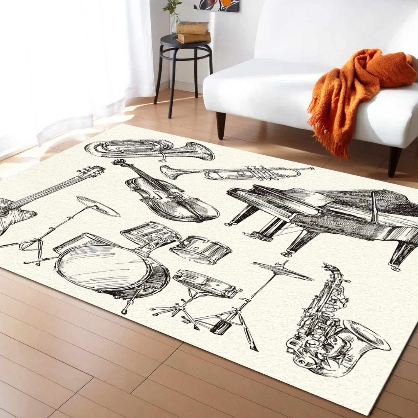 Alfombras Impresas En 3D Habitación Infantil Área De Juego Alfombra Decoración para El Hogar Habitación para Niños Alfombras De Piso Alfombras Equipo De Música De Batería De Jazz. 120 X -736235556566