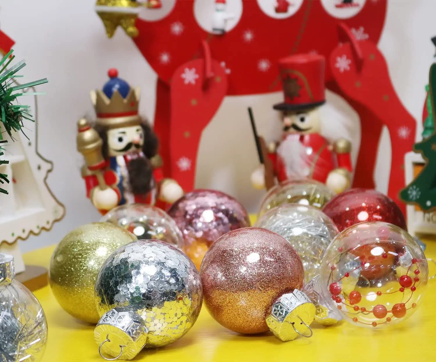 Lot de 50 boules de Noël en plastique galvanisé, incassables, pour sapin de Noël, fête, mariage