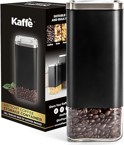 Miniatura 8 de Kaffe - Recipiente de vidrio para café (8 onzas) con tapa hermética, sello de clic para liberar, vidrio sin BPA y acero inoxidable, elegante